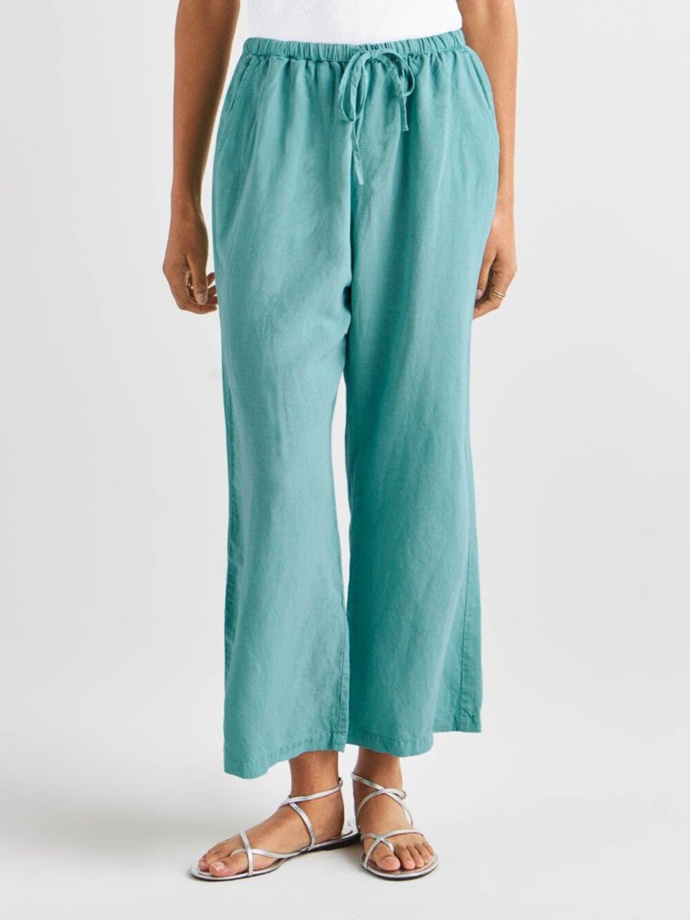 Splendid Collection Turquoise Linen Wide Leg Pants NWT L